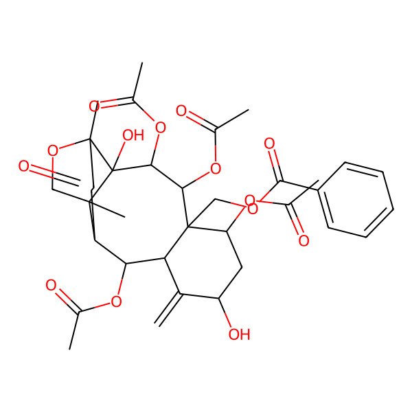 2D Structure of [(2R,3S,4R,5R,6S,8S,10R,11R,12R,15S)-3,4,6,11-tetraacetyloxy-2,8-dihydroxy-1,15-dimethyl-9-methylidene-14-oxo-16-oxatetracyclo[10.5.0.02,15.05,10]heptadecan-5-yl]methyl benzoate