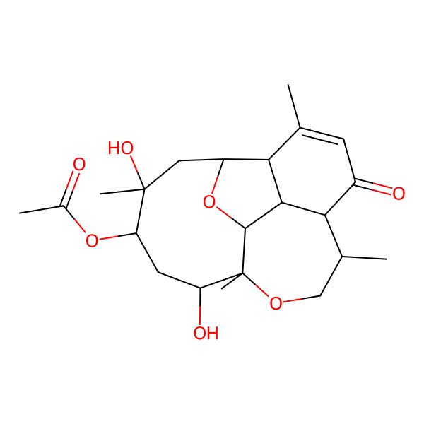 2D Structure of [(1S,2S,3R,7S,8S,11S,12R,14S,15R,17S)-12,15-dihydroxy-4,8,11,15-tetramethyl-6-oxo-10,18-dioxatetracyclo[9.7.0.02,7.03,17]octadec-4-en-14-yl] acetate