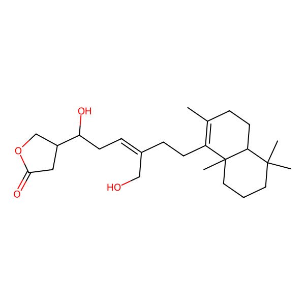 2D Structure of 4-[6-(2,5,5,8a-Tetramethyl-3,4,4a,6,7,8-hexahydronaphthalen-1-yl)-1-hydroxy-4-(hydroxymethyl)hex-3-enyl]oxolan-2-one