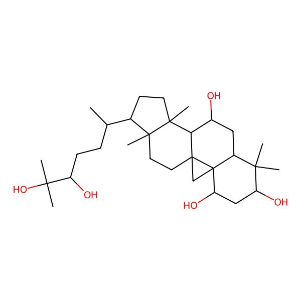 2D Structure of (1S,3S,4S,6S,8S,10S,11S,12S,15R,16R)-15-[(2R,5R)-5,6-dihydroxy-6-methylheptan-2-yl]-7,7,12,16-tetramethylpentacyclo[9.7.0.01,3.03,8.012,16]octadecane-4,6,10-triol