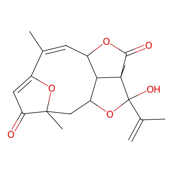 2D Structure of (1S,3R,7Z,12S,13R,15R)-13-hydroxy-3,7,12-trimethyl-13-prop-1-en-2-yl-10,14,16-trioxatetracyclo[7.5.1.13,6.012,15]hexadeca-5,7-diene-4,11-dione