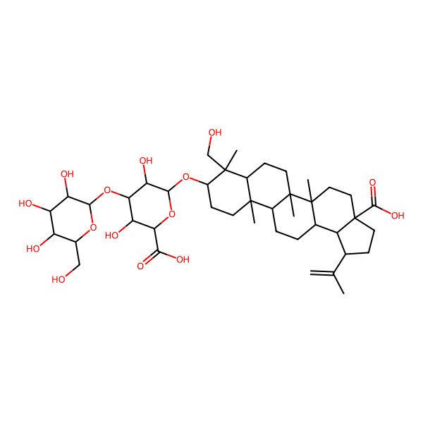 2D Structure of 6-[[3a-Carboxy-8-(hydroxymethyl)-5a,5b,8,11a-tetramethyl-1-prop-1-en-2-yl-1,2,3,4,5,6,7,7a,9,10,11,11b,12,13,13a,13b-hexadecahydrocyclopenta[a]chrysen-9-yl]oxy]-3,5-dihydroxy-4-[3,4,5-trihydroxy-6-(hydroxymethyl)oxan-2-yl]oxyoxane-2-carboxylic acid