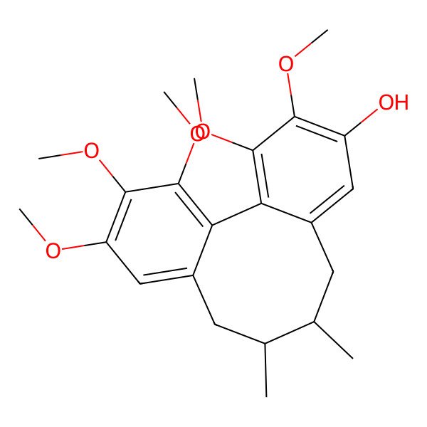 2D Structure of (9R,10S)-3,4,14,15,16-pentamethoxy-9,10-dimethyltricyclo[10.4.0.02,7]hexadeca-1(16),2,4,6,12,14-hexaen-5-ol