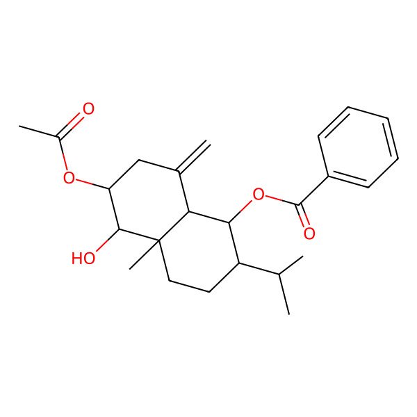 2D Structure of [(1R,2S,4aS,5R,6R,8aR)-6-acetyloxy-5-hydroxy-4a-methyl-8-methylidene-2-propan-2-yl-1,2,3,4,5,6,7,8a-octahydronaphthalen-1-yl] benzoate