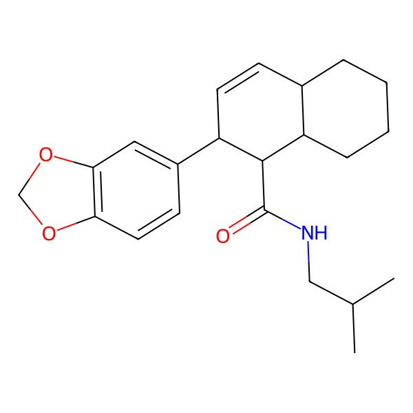 2D Structure of (1R,2R,4aS,8aS)-2-(1,3-benzodioxol-5-yl)-N-(2-methylpropyl)-1,2,4a,5,6,7,8,8a-octahydronaphthalene-1-carboxamide