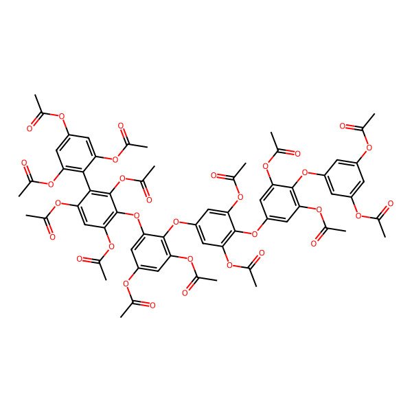 2D Structure of [3-Acetyloxy-5-[2,6-diacetyloxy-4-[2,6-diacetyloxy-4-[2,4-diacetyloxy-6-[2,4,6-triacetyloxy-3-(2,4,6-triacetyloxyphenyl)phenoxy]phenoxy]phenoxy]phenoxy]phenyl] acetate