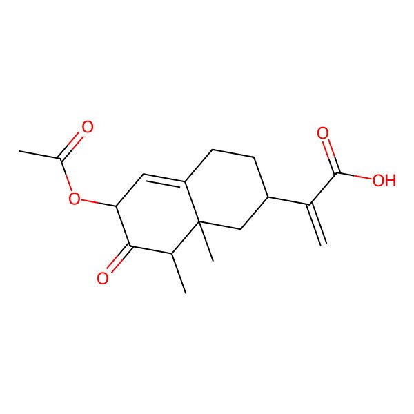 2D Structure of 2-[(2R,6S,8R,8aR)-6-acetyloxy-8,8a-dimethyl-7-oxo-1,2,3,4,6,8-hexahydronaphthalen-2-yl]prop-2-enoic acid