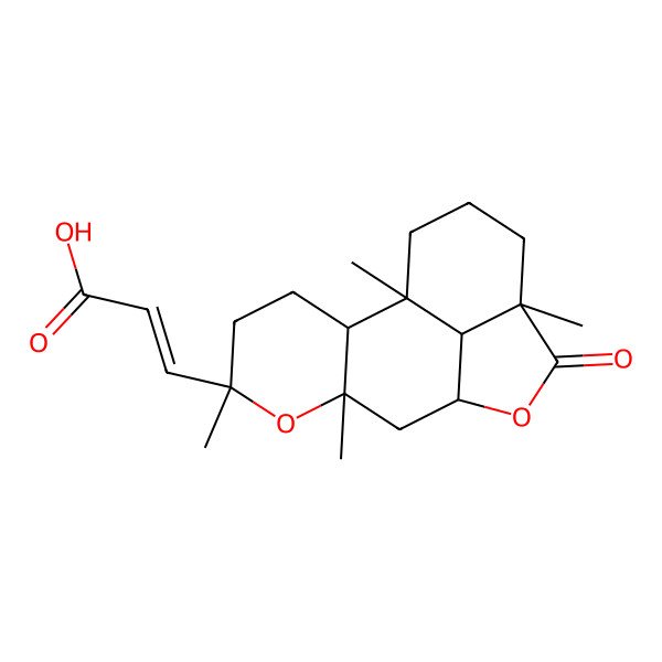 2D Structure of (E)-3-[(1S,2R,5S,7R,9S,12R,16R)-1,5,7,12-tetramethyl-11-oxo-6,10-dioxatetracyclo[7.6.1.02,7.012,16]hexadecan-5-yl]prop-2-enoic acid