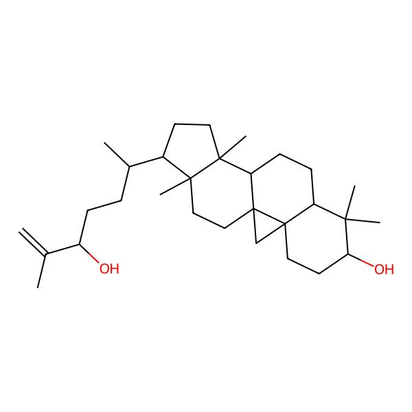 2D Structure of (1R,3S,6S,8R,11S,12S,15R,16R)-15-[(2R,5R)-5-hydroxy-6-methylhept-6-en-2-yl]-7,7,12,16-tetramethylpentacyclo[9.7.0.01,3.03,8.012,16]octadecan-6-ol