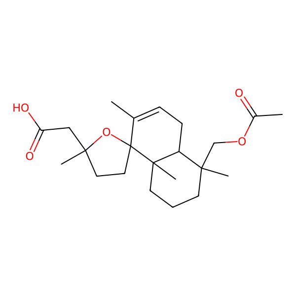 2D Structure of 2-[(2'S,4R,4aS,8R,8aS)-4-(acetyloxymethyl)-2',4,7,8a-tetramethylspiro[2,3,4a,5-tetrahydro-1H-naphthalene-8,5'-oxolane]-2'-yl]acetic acid