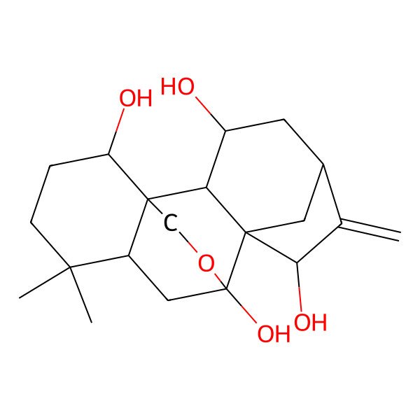 2D Structure of (1R,2S,3S,5S,7R,8S,9R,11R,15S)-12,12-dimethyl-6-methylidene-17-oxapentacyclo[7.6.2.15,8.01,11.02,8]octadecane-3,7,9,15-tetrol