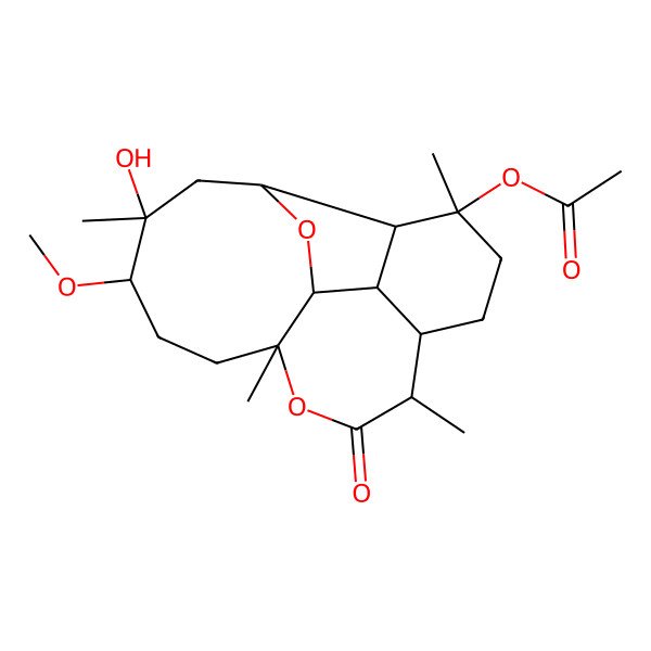2D Structure of (15-Hydroxy-14-methoxy-4,8,11,15-tetramethyl-9-oxo-10,18-dioxatetracyclo[9.7.0.02,7.03,17]octadecan-4-yl) acetate