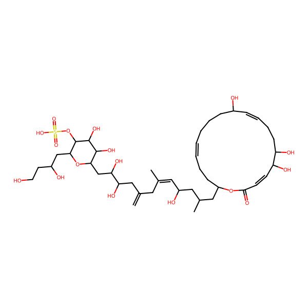 2D Structure of [(2S,3R,4R,5S,6R)-2-[(2R)-2,4-dihydroxybutyl]-4,5-dihydroxy-6-[(E,2R,3S,9R,11R)-2,3,9-trihydroxy-7,11-dimethyl-5-methylidene-12-[(2S,5E,10R,11E,15S,16S,17E)-10,15,16-trihydroxy-19-oxo-1-oxacyclononadeca-5,11,17-trien-2-yl]dodec-7-enyl]oxan-3-yl] hydrogen sulfate
