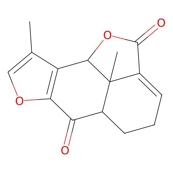 2D Structure of (1R,8S,15S)-3,15-dimethyl-5,14-dioxatetracyclo[6.6.1.02,6.012,15]pentadeca-2(6),3,11-triene-7,13-dione