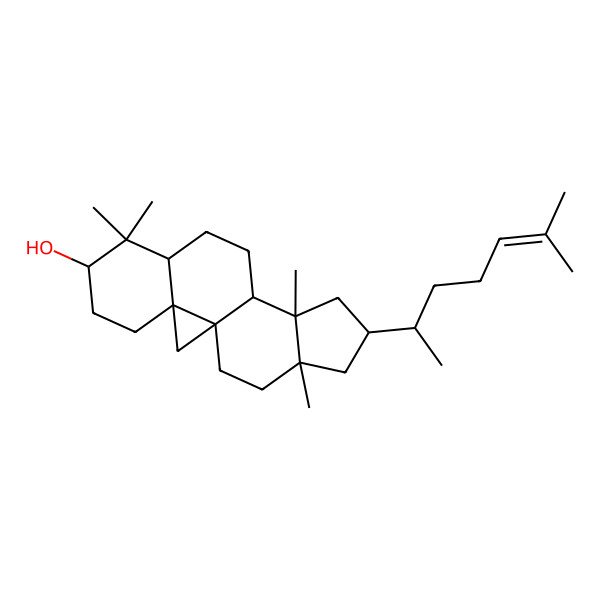 2D Structure of 7,7,12,16-Tetramethyl-14-(6-methylhept-5-en-2-yl)pentacyclo[9.7.0.01,3.03,8.012,16]octadecan-6-ol