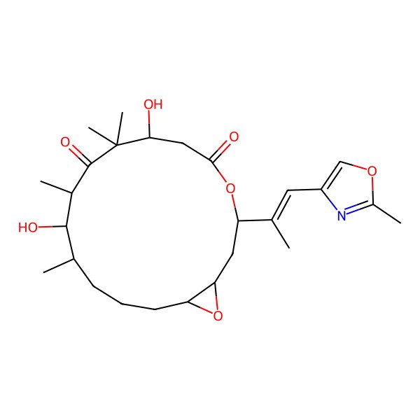 2D Structure of (1S,3S,7S,10R,11R,12S,16R)-7,11-dihydroxy-8,8,10,12-tetramethyl-3-[(E)-1-(2-methyl-1,3-oxazol-4-yl)prop-1-en-2-yl]-4,17-dioxabicyclo[14.1.0]heptadecane-5,9-dione