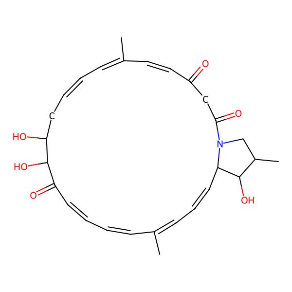 2D Structure of 12,13,24-Trihydroxy-7,19,25-trimethyl-1-azabicyclo[21.3.0]hexacosa-5,7,9,15,17,19,21-heptaene-2,4,14-trione