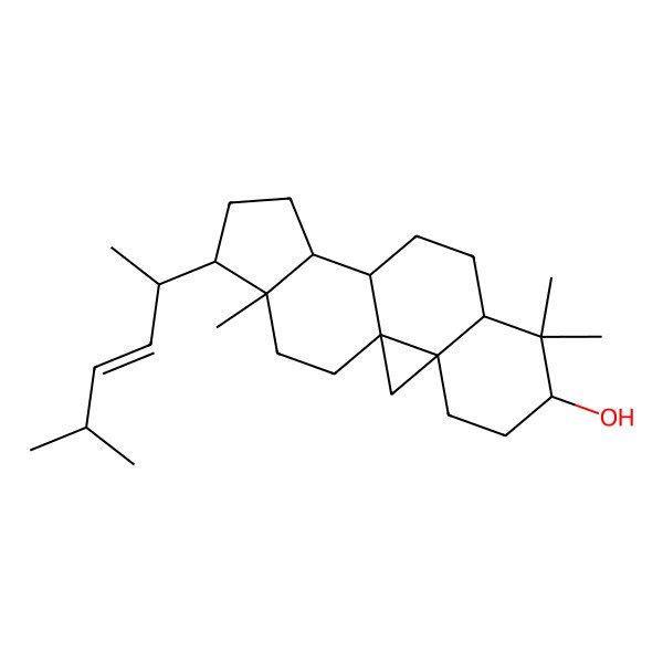 2D Structure of 7,7,16-Trimethyl-15-(5-methylhex-3-en-2-yl)pentacyclo[9.7.0.01,3.03,8.012,16]octadecan-6-ol