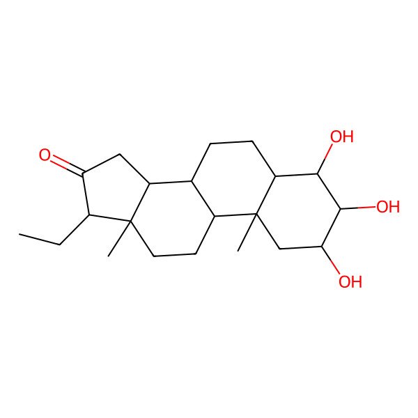2D Structure of (2S,3S,4R,5S,8R,9S,10R,13S,14S,17R)-17-ethyl-2,3,4-trihydroxy-10,13-dimethyl-1,2,3,4,5,6,7,8,9,11,12,14,15,17-tetradecahydrocyclopenta[a]phenanthren-16-one