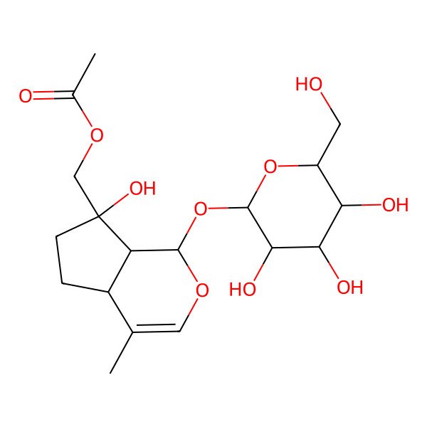 2D Structure of [(1S,4aS,7R,7aS)-7-hydroxy-4-methyl-1-[(2S,3R,4S,5S,6R)-3,4,5-trihydroxy-6-(hydroxymethyl)oxan-2-yl]oxy-4a,5,6,7a-tetrahydro-1H-cyclopenta[c]pyran-7-yl]methyl acetate
