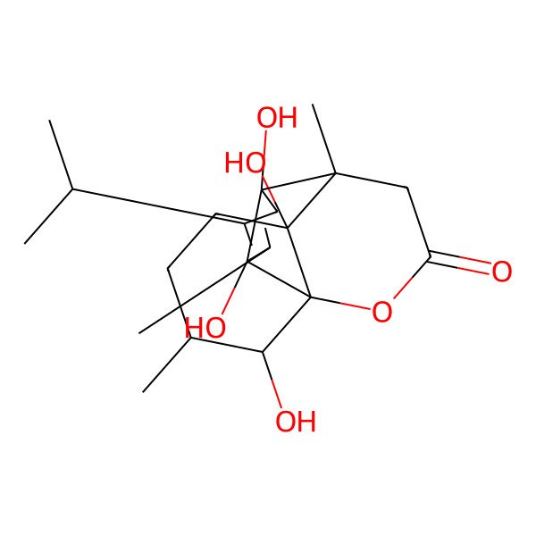 2D Structure of (1R,2R,6R,7R,8S,11R,12R)-2,6,8,12-tetrahydroxy-3,7,11-trimethyl-4-propan-2-yl-13-oxatetracyclo[5.5.3.01,8.02,6]pentadec-3-en-14-one