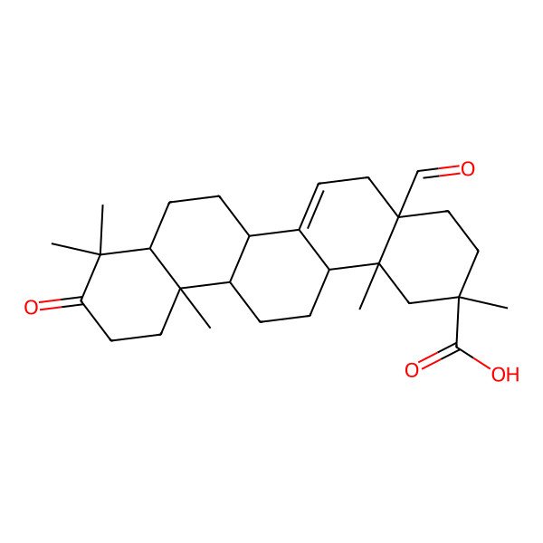 2D Structure of 4a-Formyl-2,9,9,12a,14b-pentamethyl-10-oxo-1,3,4,5,6a,6b,7,8,8a,11,12,13,14,14a-tetradecahydropicene-2-carboxylic acid