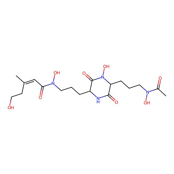 2D Structure of (E)-N-[3-[(2S,5S)-5-[3-[acetyl(hydroxy)amino]propyl]-4-hydroxy-3,6-dioxopiperazin-2-yl]propyl]-N,5-dihydroxy-3-methylpent-2-enamide