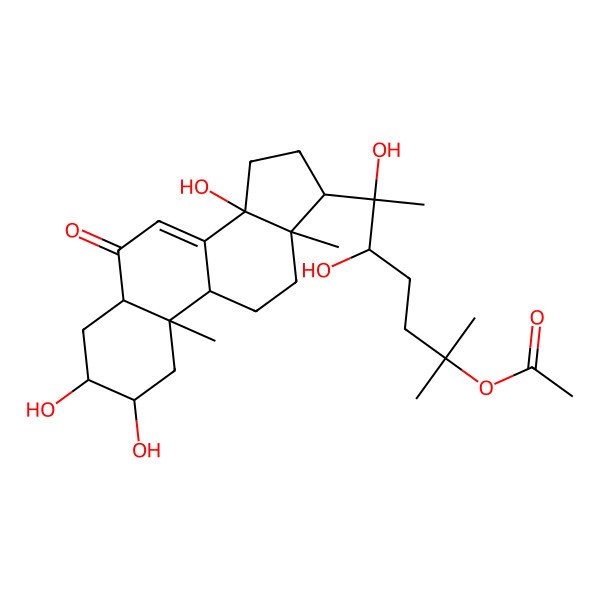 2D Structure of [5,6-dihydroxy-2-methyl-6-(2,3,14-trihydroxy-10,13-dimethyl-6-oxo-2,3,4,5,9,11,12,15,16,17-decahydro-1H-cyclopenta[a]phenanthren-17-yl)heptan-2-yl] acetate