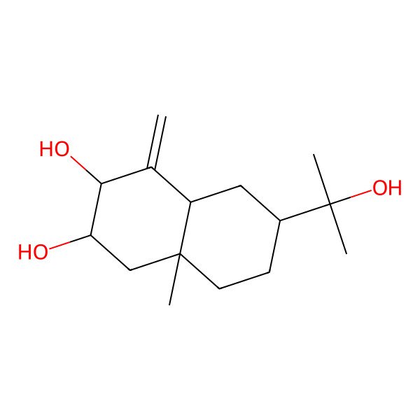 2D Structure of (2R,3R,4aR,6R,8aS)-6-(2-hydroxypropan-2-yl)-8a-methyl-4-methylidene-1,2,3,4a,5,6,7,8-octahydronaphthalene-2,3-diol 2D Structure of (2R,3R,4aR,6R,8aS)-6-(2-hydroxypropan-2-yl)-8a-methyl-4-methylidene-1,2,3,4a,5,6,7,8-octahydronaphthalene-2,3-diol
