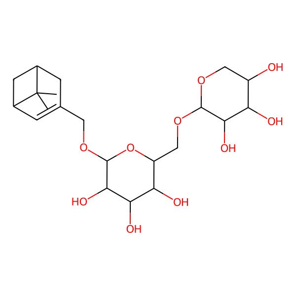 2D Structure of (2R,3R,4S,5S,6R)-2-[[(1R,5S)-6,6-dimethyl-3-bicyclo[3.1.1]hept-2-enyl]methoxy]-6-[[(2S,3R,4S,5S)-3,4,5-trihydroxyoxan-2-yl]oxymethyl]oxane-3,4,5-triol