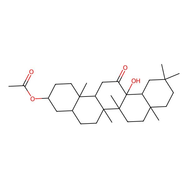 2D Structure of (6a-hydroxy-6a,6b,8a,11,11,14b-hexamethyl-13-oxo-2,3,4,4a,5,6,7,8,9,10,12,12a,14,14a-tetradecahydro-1H-picen-3-yl) acetate