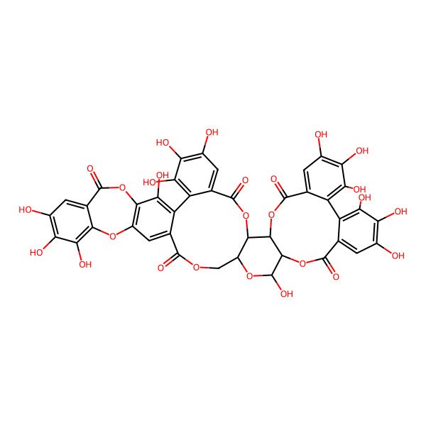 2D Structure of (1R,28R,30S,31R,48S)-6,7,8,11,17,18,19,30,36,37,38,41,42,43-tetradecahydroxy-2,13,21,26,29,32,47-heptaoxanonacyclo[26.20.0.04,9.010,24.012,22.015,20.031,48.034,39.040,45]octatetraconta-4,6,8,10,12(22),15,17,19,23,34,36,38,40,42,44-pentadecaene-3,14,25,33,46-pentone