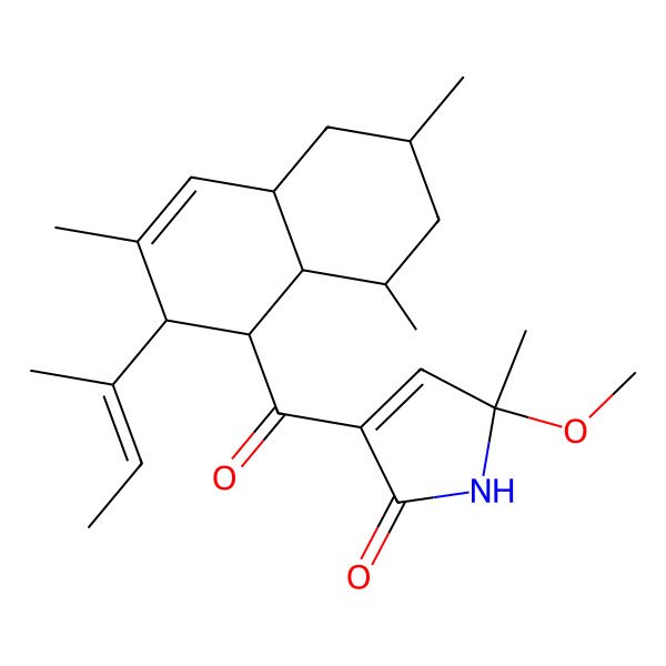2D Structure of (5R)-3-[(1S,2R,4aR,6R,8S,8aS)-2-[(E)-but-2-en-2-yl]-3,6,8-trimethyl-1,2,4a,5,6,7,8,8a-octahydronaphthalene-1-carbonyl]-5-methoxy-5-methyl-1H-pyrrol-2-one