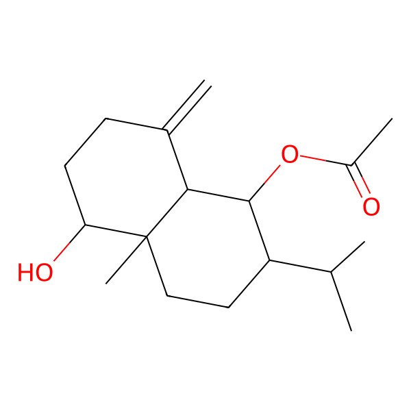 2D Structure of [(1S,2S,4aR,5R,8aS)-5-hydroxy-4a-methyl-8-methylidene-2-propan-2-yl-1,2,3,4,5,6,7,8a-octahydronaphthalen-1-yl] acetate