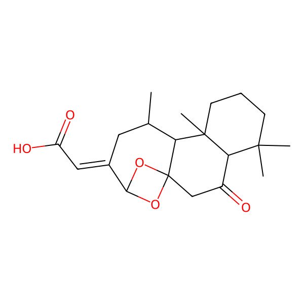 2D Structure of 2-(5,5,9,11-Tetramethyl-3-oxo-15,16-dioxatetracyclo[12.1.1.01,10.04,9]hexadecan-13-ylidene)acetic acid