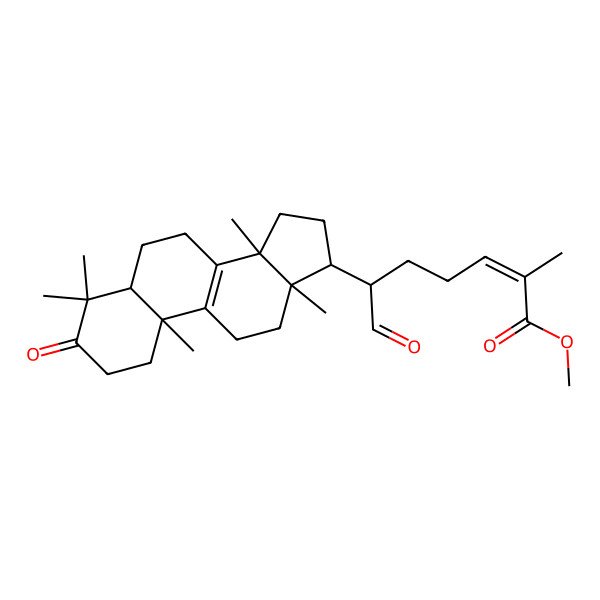 2D Structure of Methyl 2-methyl-7-oxo-6-(4,4,10,13,14-pentamethyl-3-oxo-1,2,5,6,7,11,12,15,16,17-decahydrocyclopenta[a]phenanthren-17-yl)hept-2-enoate