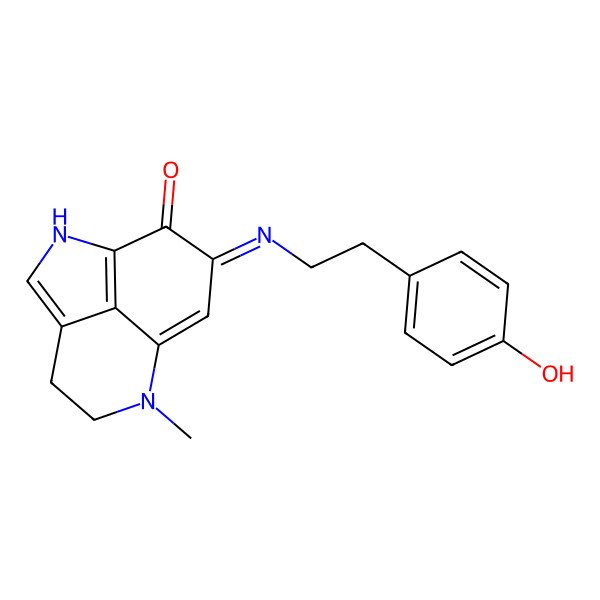 2D Structure of 10-[2-(4-Hydroxyphenyl)ethylimino]-7-methyl-2,7-diazatricyclo[6.3.1.04,12]dodeca-1(12),3,8-trien-11-one