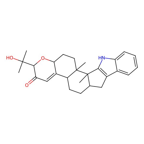2D Structure of (1S,2S,5S,7R,14S)-7-(2-hydroxypropan-2-yl)-1,2-dimethyl-6-oxa-23-azahexacyclo[12.10.0.02,11.05,10.016,24.017,22]tetracosa-9,16(24),17,19,21-pentaen-8-one