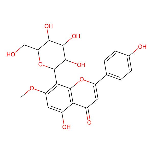 2D Structure of 5-hydroxy-2-(4-hydroxyphenyl)-7-methoxy-8-[(2S,3R,4R,5S,6S)-3,4,5-trihydroxy-6-(hydroxymethyl)oxan-2-yl]chromen-4-one