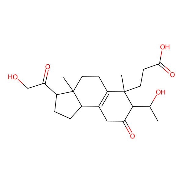 2D Structure of 3-[3-(2-Hydroxyacetyl)-7-(1-hydroxyethyl)-3a,6-dimethyl-8-oxo-1,2,3,4,5,7,9,9b-octahydrocyclopenta[a]naphthalen-6-yl]propanoic acid