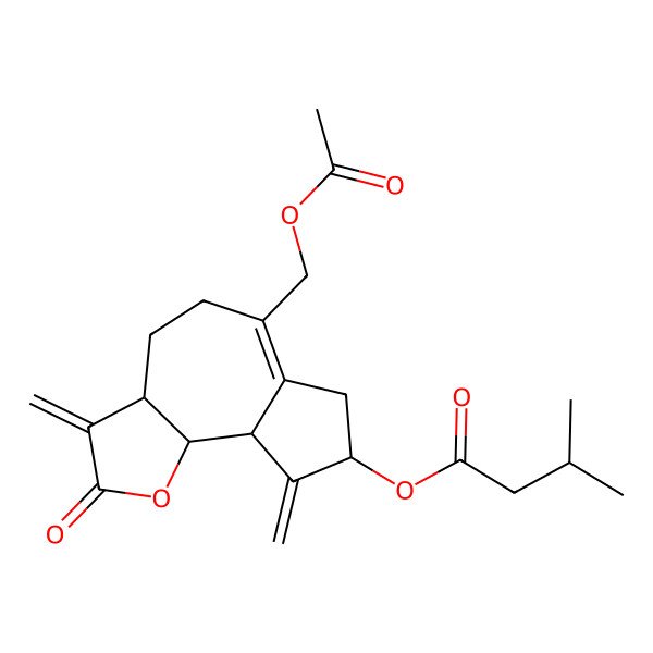 2D Structure of [(3aS,8S,9aR,9bS)-6-(acetyloxymethyl)-3,9-dimethylidene-2-oxo-4,5,7,8,9a,9b-hexahydro-3aH-azuleno[4,5-b]furan-8-yl] 3-methylbutanoate