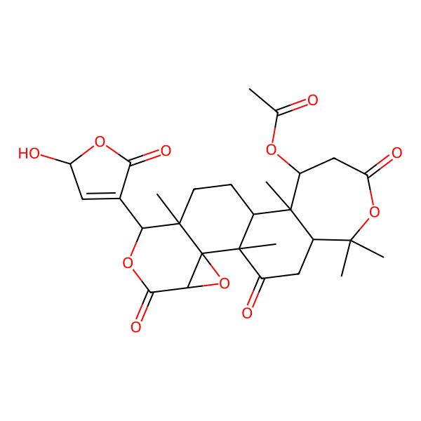 2D Structure of [7-(2-hydroxy-5-oxo-2H-furan-4-yl)-1,8,12,17,17-pentamethyl-5,15,20-trioxo-3,6,16-trioxapentacyclo[9.9.0.02,4.02,8.012,18]icosan-13-yl] acetate