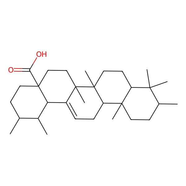 2D Structure of (1R,2S,4aS,6aR,6aS,6bR,8aS,10S,12aS,14bR)-1,2,6a,6b,9,9,10,12a-octamethyl-2,3,4,5,6,6a,7,8,8a,10,11,12,13,14b-tetradecahydro-1H-picene-4a-carboxylic acid