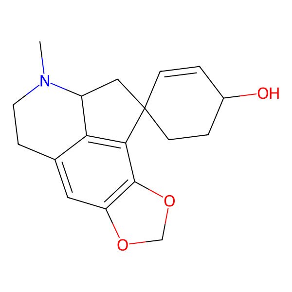 2D Structure of 11-Methylspiro[3,5-dioxa-11-azatetracyclo[6.6.1.02,6.012,15]pentadeca-1(15),2(6),7-triene-14,4'-cyclohex-2-ene]-1'-ol
