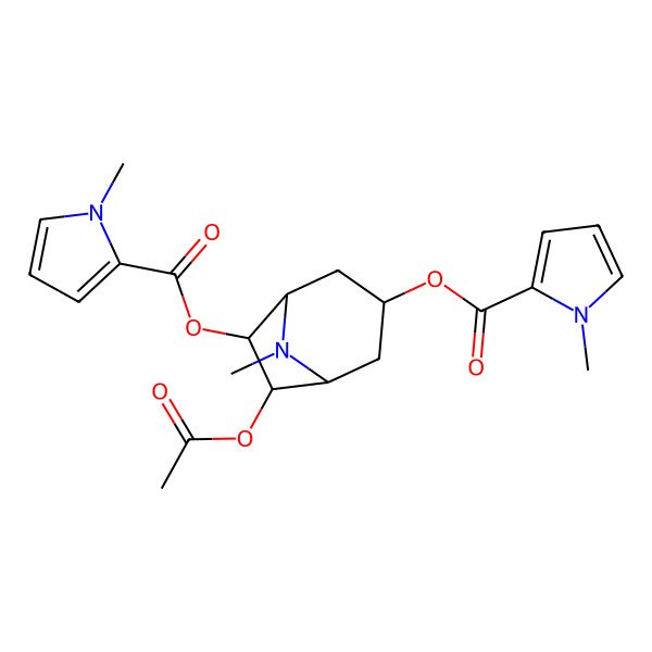 2D Structure of [(1S,3R,5R,6S,7R)-6-acetyloxy-8-methyl-7-(1-methylpyrrole-2-carbonyl)oxy-8-azabicyclo[3.2.1]octan-3-yl] 1-methylpyrrole-2-carboxylate