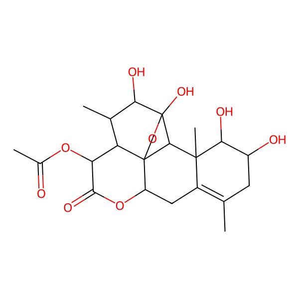 2D Structure of [(1S,4R,5R,6R,7S,8R,11R,16S,17S,18R,19R)-4,5,16,17-tetrahydroxy-6,14,18-trimethyl-9-oxo-3,10-dioxapentacyclo[9.8.0.01,7.04,19.013,18]nonadec-13-en-8-yl] acetate