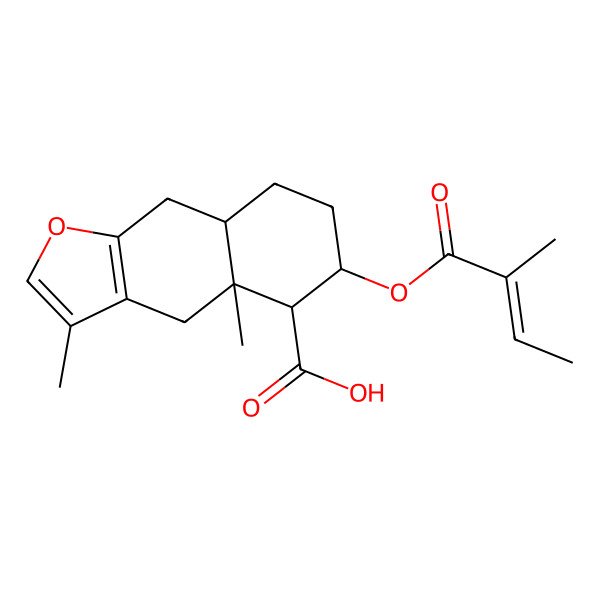 2D Structure of (4aR,5R,6S,8aR)-3,4a-dimethyl-6-[(Z)-2-methylbut-2-enoyl]oxy-5,6,7,8,8a,9-hexahydro-4H-benzo[f][1]benzofuran-5-carboxylic acid