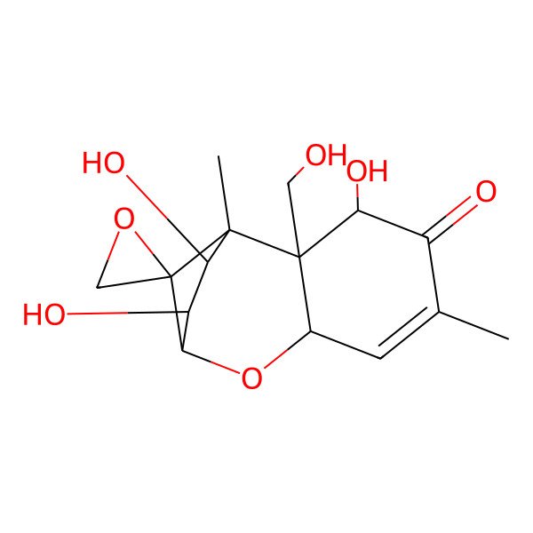 2D Structure of (2R,3S,7R,9R,10R,11S)-3,10,11-trihydroxy-2-(hydroxymethyl)-1,5-dimethylspiro[8-oxatricyclo[7.2.1.02,7]dodec-5-ene-12,2'-oxirane]-4-one