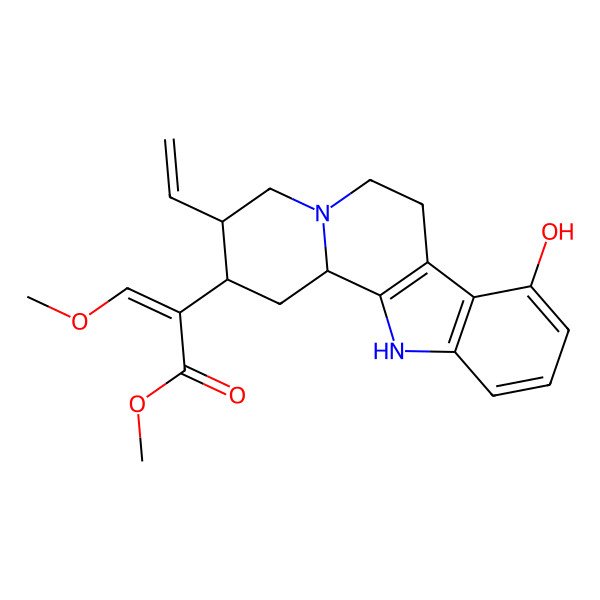 2D Structure of Methyl 2-(3-ethenyl-8-hydroxy-1,2,3,4,6,7,12,12b-octahydroindolo[2,3-a]quinolizin-2-yl)-3-methoxyprop-2-enoate