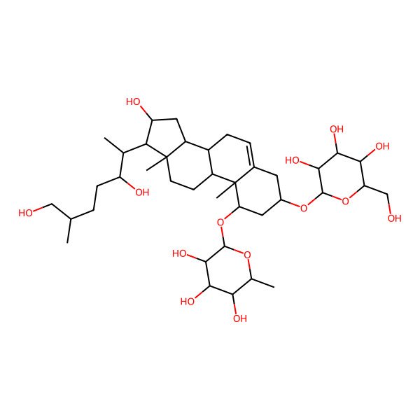 2D Structure of (2S,3R,4R,5R,6S)-2-[[(1R,3R,8S,9S,10R,13S,14S,16S,17R)-17-[(2S,3S,6S)-3,7-dihydroxy-6-methylheptan-2-yl]-16-hydroxy-10,13-dimethyl-3-[(2R,3R,4S,5R,6R)-3,4,5-trihydroxy-6-(hydroxymethyl)oxan-2-yl]oxy-2,3,4,7,8,9,11,12,14,15,16,17-dodecahydro-1H-cyclopenta[a]phenanthren-1-yl]oxy]-6-methyloxane-3,4,5-triol